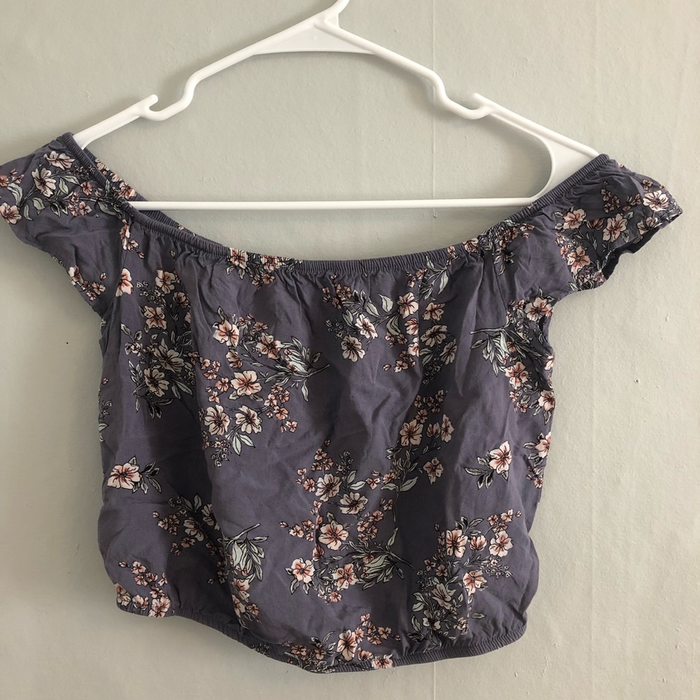 Off the shoulder floral crop top